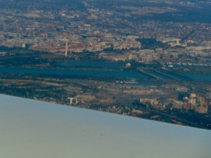 Nice view of the Washington Monument as we make our final approach to DC