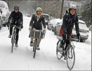 winter bikers